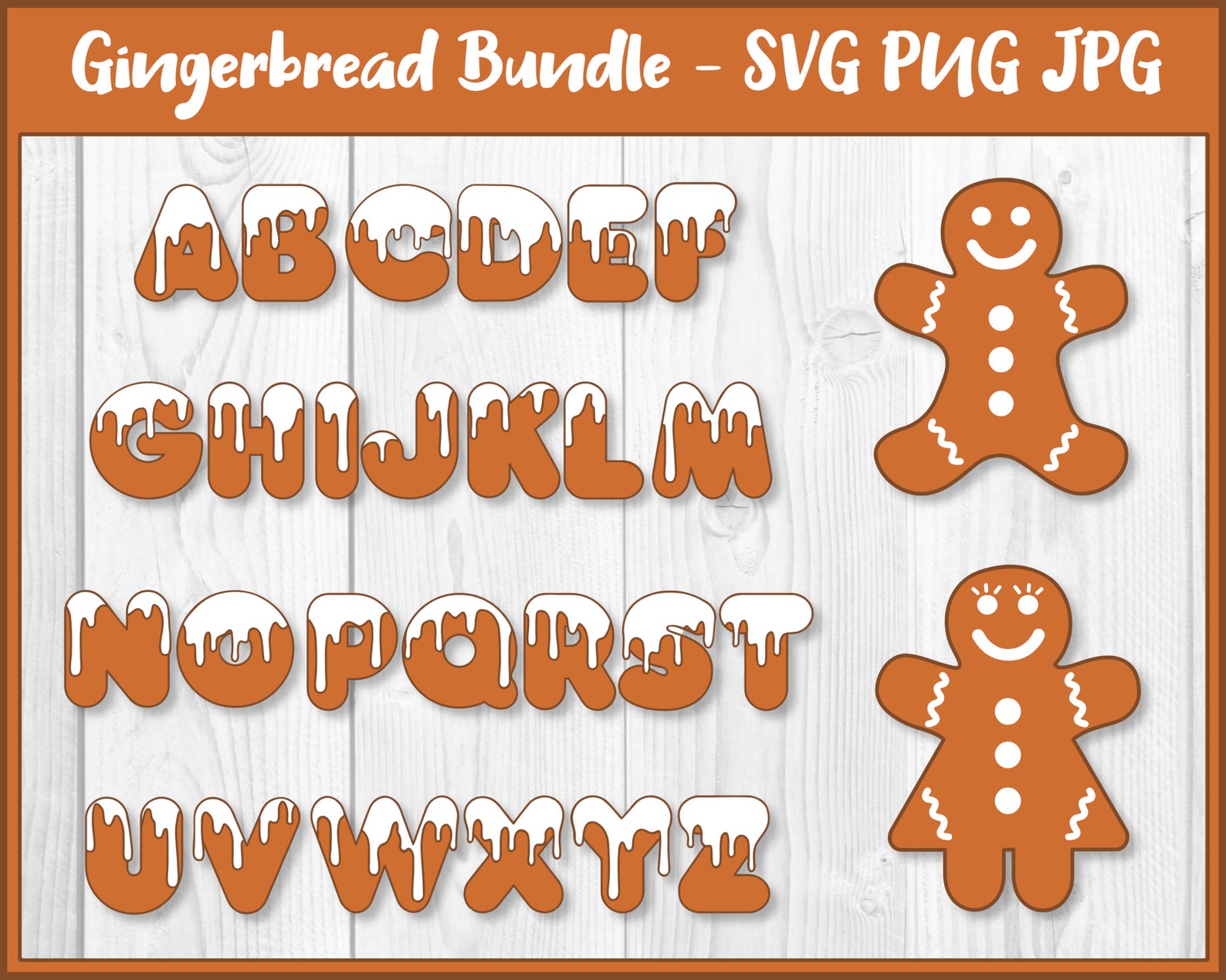 Gingerbread Alphabet SVG, PNG, JPG, Christmas Cut File (digital ...