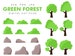 Trees, Bushes and Rocks - Digital Cut Files - SVG PNG JPG - Commercial Use, Instant Download, Layered Tree, Tree Svg, Cartoon Tree, Bush Svg 