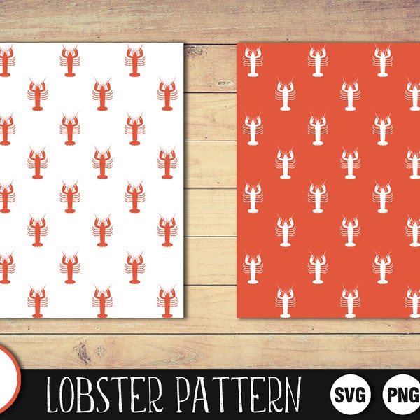Lobster Pattern, SVG, PNG, JPG, Digital Paper, Seamless Pattern, Digital Cut File, Commercial Use, Instant Download, Ready to Cut, Lobster