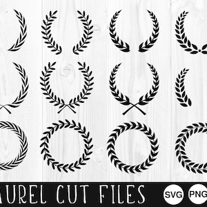 Lauwerkransen, SVG, PNG, JPG, Digitaal snijbestand, Commercieel gebruik, Instant download, Laurierbundel, Laurierrand, Gras Svg, Laurier Cut-bestand