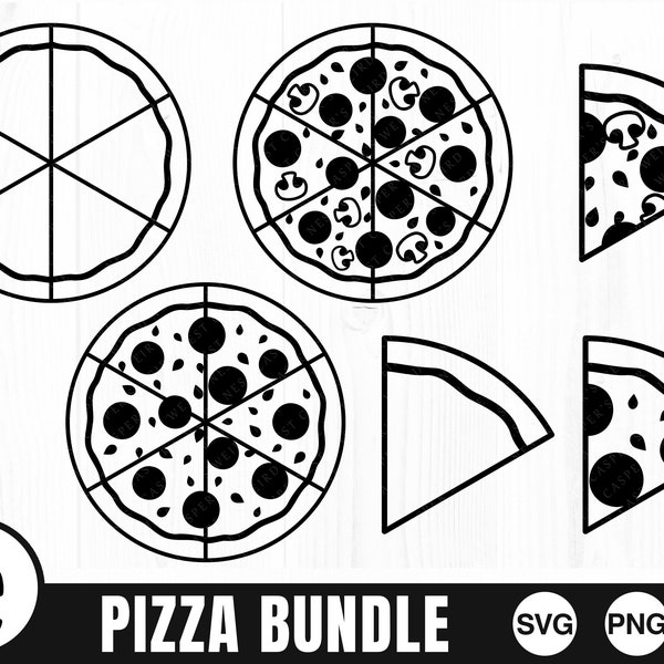 Pizza Bundle - SVG, PNG, JPG - Digital Cut File, Commercial Use, Instant Download, Ready to Cut, Files for Cricut, Pizza Svg, Line Drawing