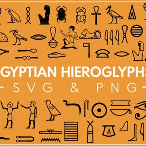 Bundle de hiéroglyphes égyptiens SVG & PNG - fichiers de découpe numérique - téléchargement immédiat - usage commercial - fichiers pour Cricut - clipart Egypte ancienne
