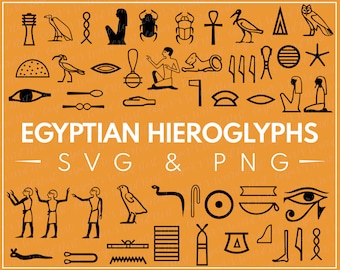 Egyptian Hieroglyphs SVG and PNG Bundle – Ancient Egypt Clipart (Digital Download)