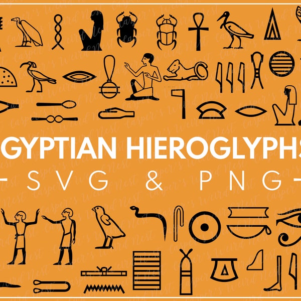 Ägyptische Hieroglyphen SVG & PNG Bundle - digital geschnitten Dateien - Instant Download - kommerzielle Nutzung - Dateien für Cricut - alte Eygpt Clipart