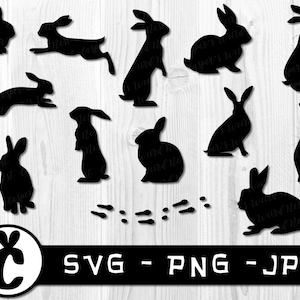 Bunny Bundle, SVG, PNG, JPG, file di taglio digitali, uso commerciale, download immediato, Bunny Svg, Rabbit Svg, file di taglio, Clipart di coniglio, carino