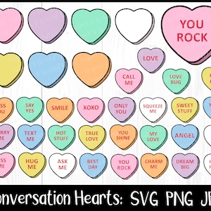 Layered Conversation Hearts with Blanks, SVG, PNG, JPG, digital cut file, Commercial Use, Instant Download, Transparent Background