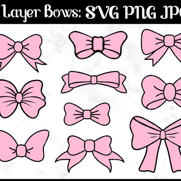 Hair bow / Bowties Clipart Bundle - SVG, PNG, JPG digital cut files - Instant Download - Commercial Use ok - Files for Cricut / Silhouette