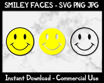 Smiley Faces - SVG, PNG, JPG, Digital Cut File, Instant Download, Commercial Use, Face Clipart, Smile svg, Layered Cut File, Smiley Face Svg