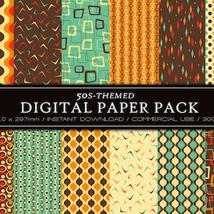 Digital Paper Pack - PNG, JPG, SVG, Commercial use, Instant Download, Digital Pattern, 50s Pattern, Scrapbook Paper, Digital Pattern, Stars