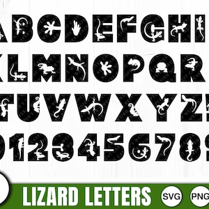 Hagedisbrieven - SVG, PNG, JPG - Digitale download, Commercieel gebruik, Instant Download, Digitaal snijbestand, Klaar om te knippen, Letter Svg, Nummer Svg