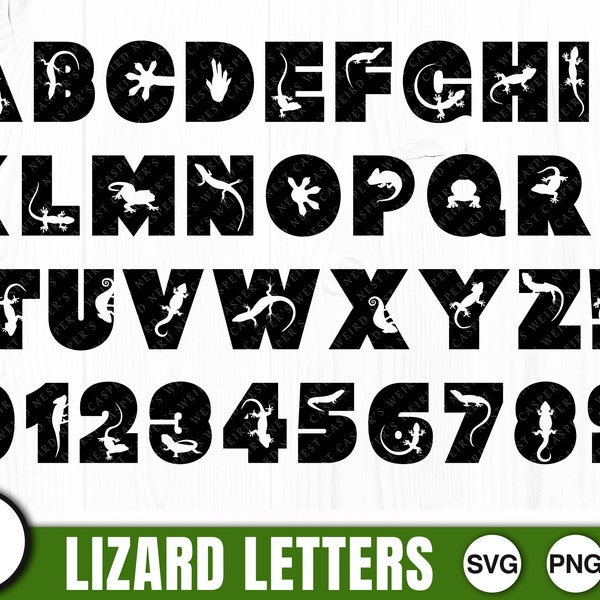 Lizard Letters - SVG, PNG, JPG - Digital Download, Commercial Use, Instant Download, Digital Cut File, Ready to Cut, Letter Svg, Number Svg