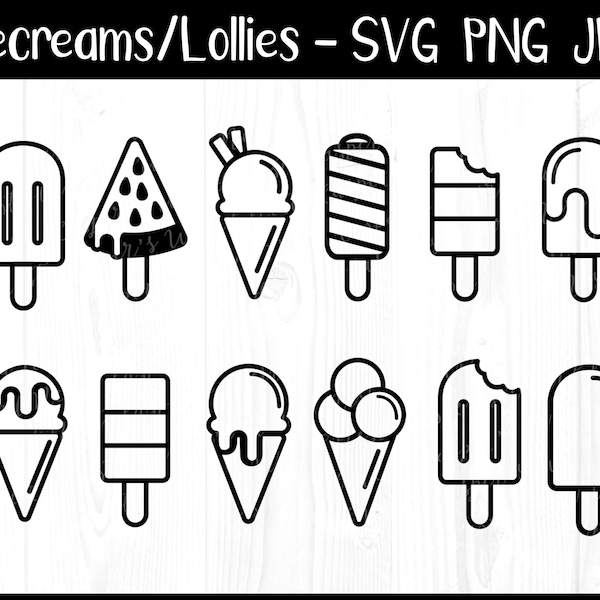 Ice Lolly, Symbols Bundle - SVG, PNG, JPG, Digital Cut File, Commercial Use, Instant Download, Transparent Background, Ready to Cut, Icy Pop