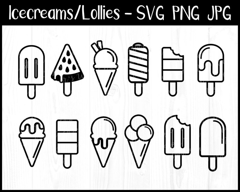 Ice Lolly Symbols Bundle SVG PNG JPG Digital Cut File Etsy