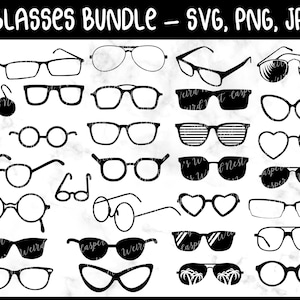 Glasses Bundle, SVG, PNG, JPG, Commercial Use, Digital Cut Files, Instant Download, Sunglasses Svg, Glassess Clipart, Ready to Cut, Vintage