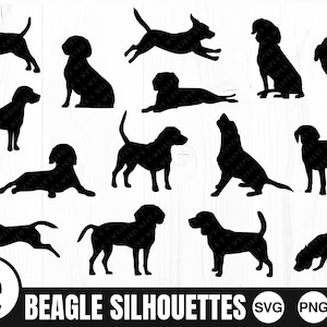 Beagle Silhouette Bundle, SVG, PNG, JPG, Digital Cut File, Commercial Use, Transparent Background, Instant Download, Ready to cut, Dog Svg