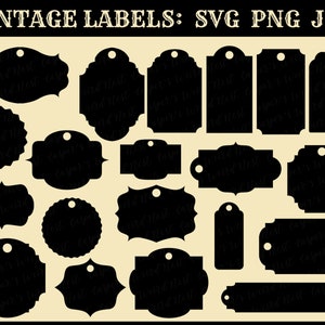 Vintage Gift Tags - SVG, PNG, JPG - Digital Cut File, Commercial Use, Instant Download, Ready to Cut, Label Template, Label Svg, Gift Label