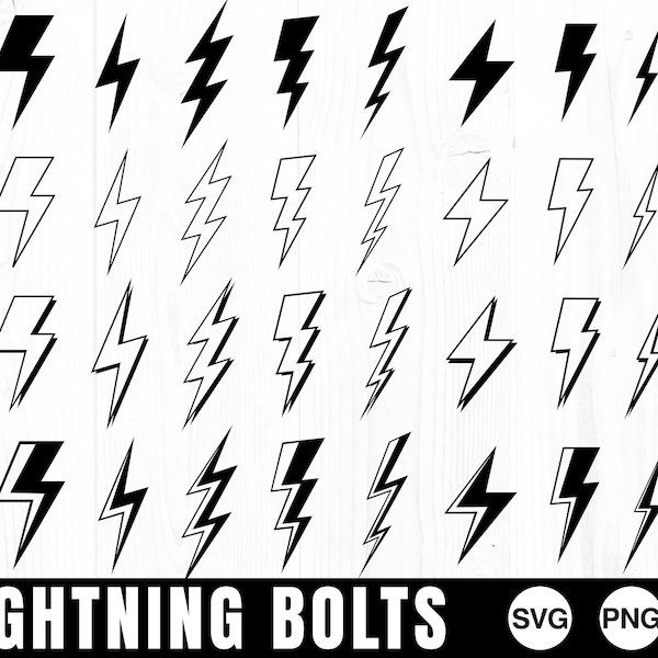 Lightning Bolts, SVG, PNG, JPG, Commercial Use, Digital Cut File, File for Cricut, Transparent Background, Lightning Cut File, Electric Bolt