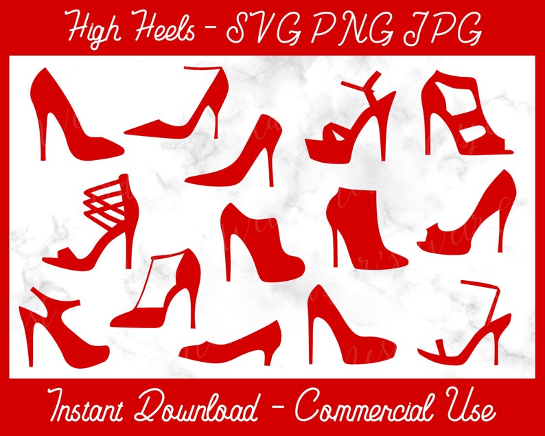 High Heels SVG, PNG, JPG Commercial Use, Instant Download, Stiletto Heel, Cute Shoes, Strappy Boot, Stiletto Svg, Stiletto Bundle, Shoe image 1