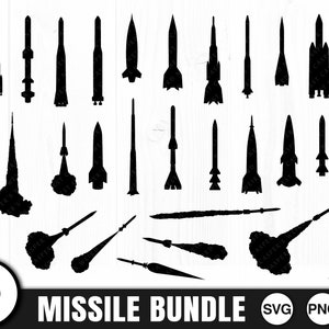 Missile Bundle - SVG, PNG, JPG - Commercial Use, Digital Cut File, Missile Svg, Ballistic Missile, Missile Clipart, Missile Png, Projectile