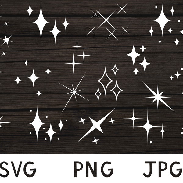 Sparkles and stars bundle (SVG, PNG, JPG)- commercial use allowed- digital cut files for Cricut / Silhouette - transparent background