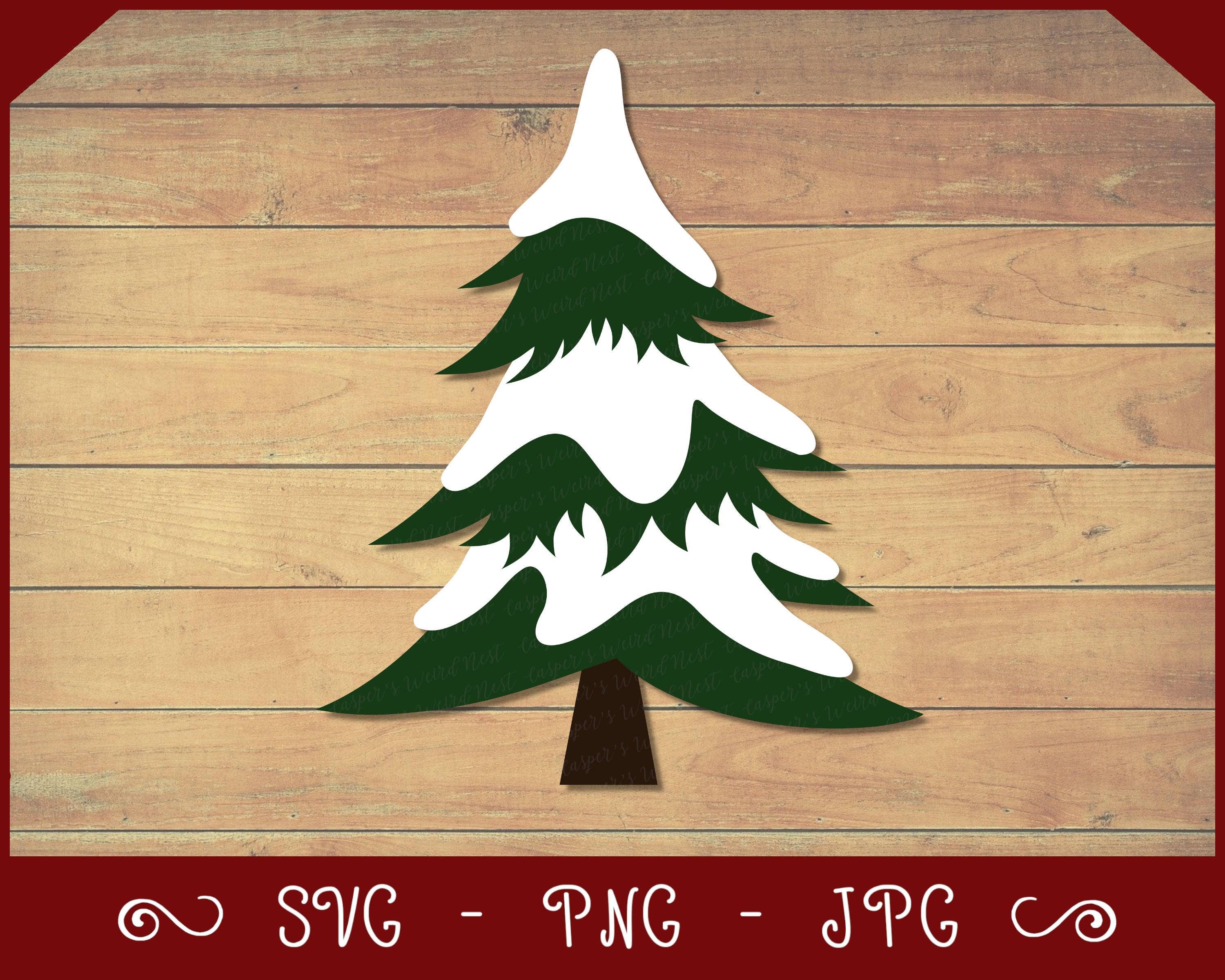Snowy Christmas tree SVG PNG JPG transparent background  Etsy