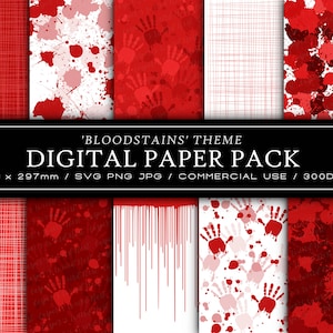 Blutbefleckte digitale Papiere, SVG, JPG, PNG, kommerzielle Nutzung, Sofort-Download, Blutige Tropfen, tropfendes Blut, Scrapbooking-Papier, Blutfleck
