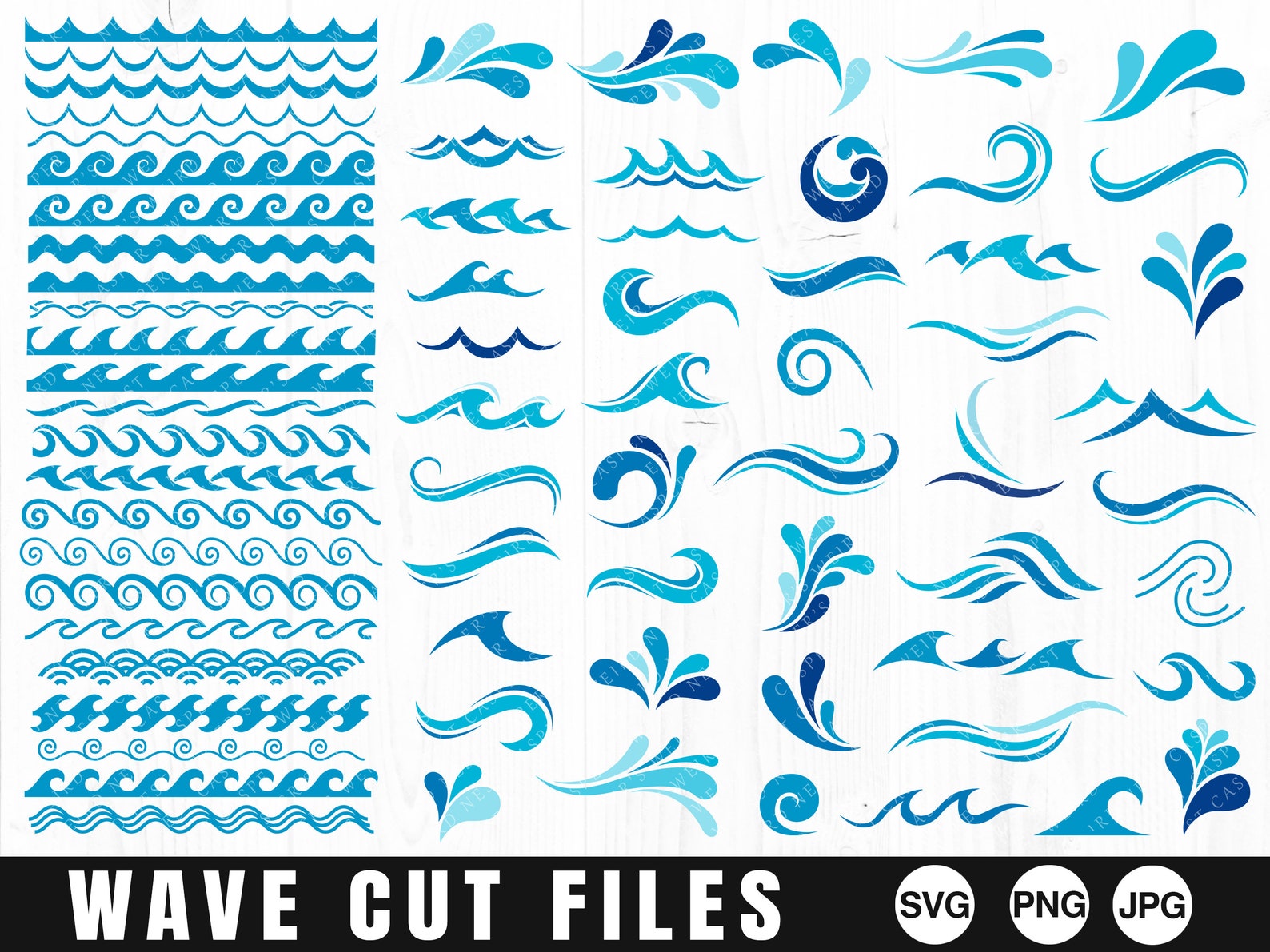 Wave Bundle SVG PNG JPG Digital Cut File Commercial Use - Etsy