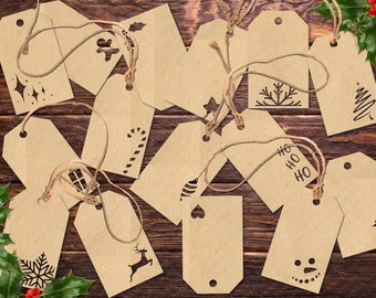 Kerstcadeaukaartje sjablonen - SVG, PNG, JPG - commercieel gebruik, direct downloaden, klaar om te knippen, cadeaukaartje Svg, label Svg, kerstkaartje, afdrukken
