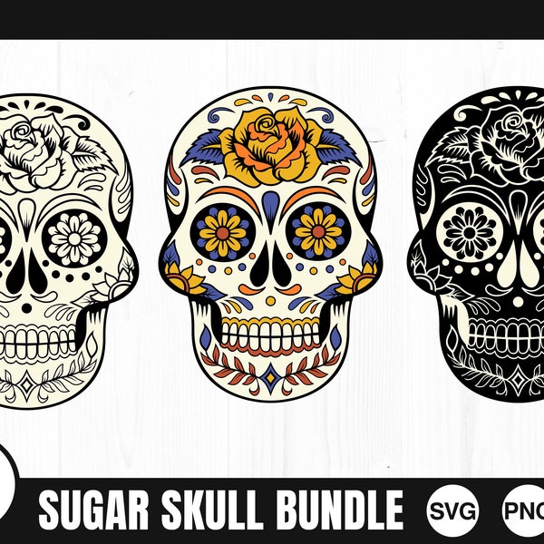 Sugar Skulls - SVG, PNG, JPG - Commercial Use, Layered, Digital Cut Files, File for Cricut, Ready to Cut, Día de los Muertos, Sugar Skull