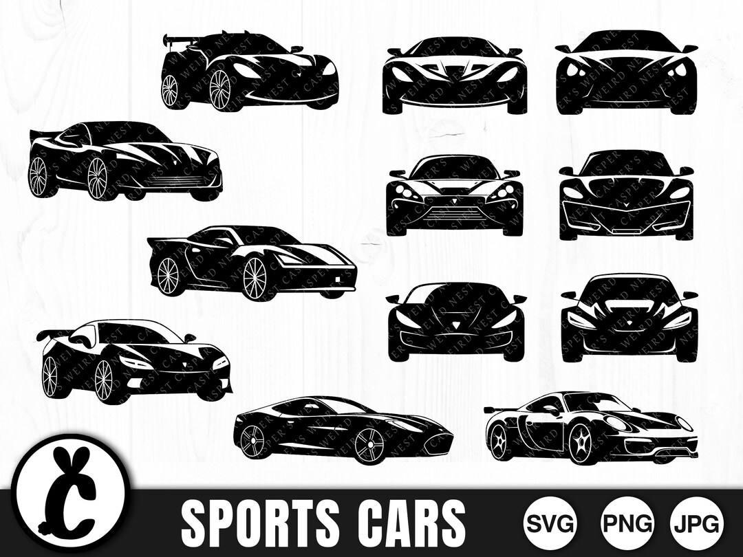 Sports Car Bundle - SVG, PNG, JPG, Commercial Use, Instant Download ...