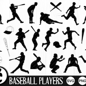 Baseballspieler - SVG, PNG, JPG, kommerzielle Nutzung, Sofort-Download, Datei für Cricut, Baseball Spiel, Home Plate, Baseballball, Run