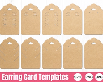イヤリングカードテンプレート、SVG、PNG、JPG、商用利用可、すぐにダウンロード可能、カット済み、ジュエリーSVG、ジュエリー、ハングタグ、クリカットファイル、ダングル