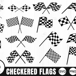 Checkered Flaggen Bundle - SVG, PNG, JPG - Kommerzielle Nutzung, Sofortiger Download, Rennflagge, Rennflagge, Zielflagge, Ziellinie, Digitalschnittdatei