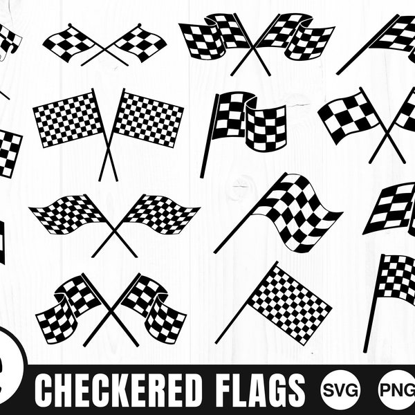 Checkered Flag Bundle - SVG, PNG, JPG - Commercial Use, Instant Download, Racing Flag, Race Flag, Finish Flag, Finish Line, Digital Cut File