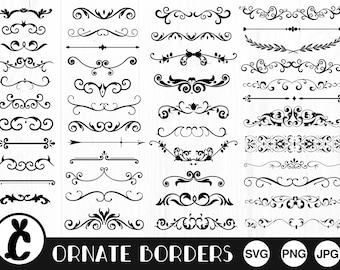 Ornate Borders, SVG, PNG, JPG, Digital Cut File, Commercial Use, Instant Download, Divider Svg, Line Svg, Svg Bundle, Ready to Cut, Swirl