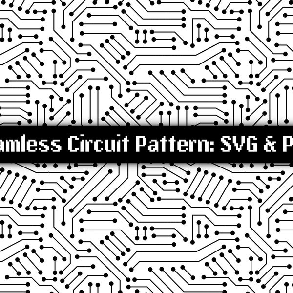 Seamless Circuit Board Pattern 2: Transparent Background, SVG, PNG, digital cut file - Commercial Use - Instant Download - Ready to Cut
