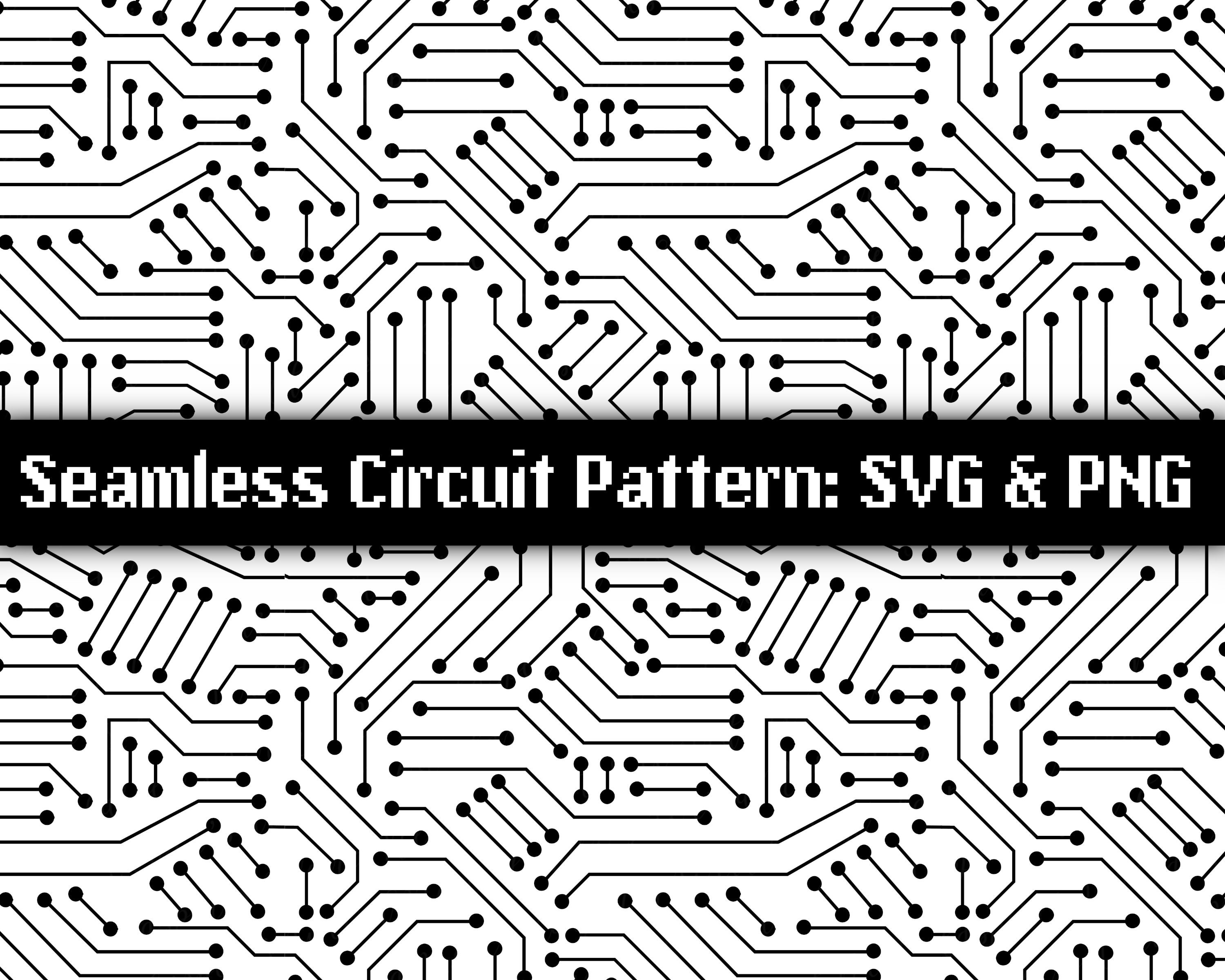 ☺︎ Seamless Circuit Board Pattern 2: Transparent Background
