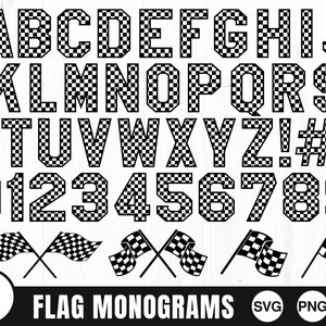 Racevlagbrieven - SVG, PNG, JPG - commercieel gebruik, direct downloaden, racevlag, racevlag, Svg-letters, finishlijn, digitaal snijbestand