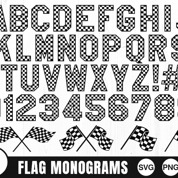 Racing Flag Letters - SVG, PNG, JPG - Commercial Use, Instant Download, Racing Flag, Race Flag, Svg Letters, Finish Line, Digital Cut File