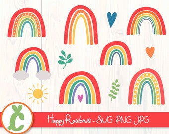 Rainbow Bundle - SVG, PNG, JPG - Digital Download, Commercial Use, Instant Download, Rainbow Cut File, Rainbow Svg, Summer, Rainbow Clipart
