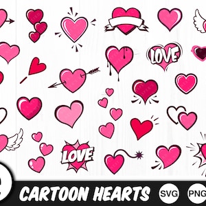 Cartoon Herzen, SVG, PNG, JPG, Digital Cut File, kommerzielle Nutzung, Sofort Download, Datei für Cricut, Sprechblase, Digitaler Download, Comic