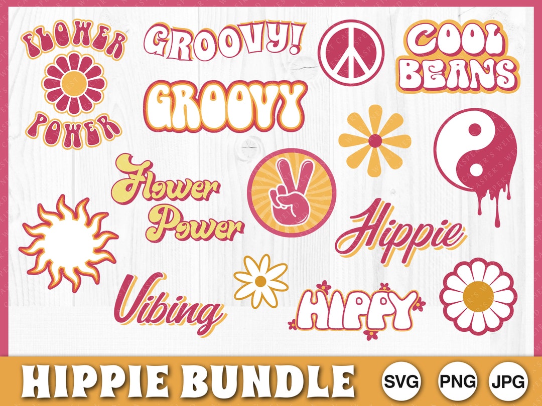 Hippie Bundle - SVG, PNG, JPG - Commercial Use, Instant Download, Hippy ...