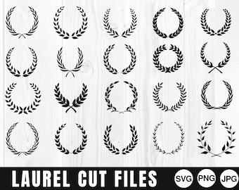 Laurel Bundle, SVG, PNG, JPG, Digital Cut File, Commercial Use, Instant Download, Laurel Wreath, Laurel Border, Leaf Border, Laurel Cut File