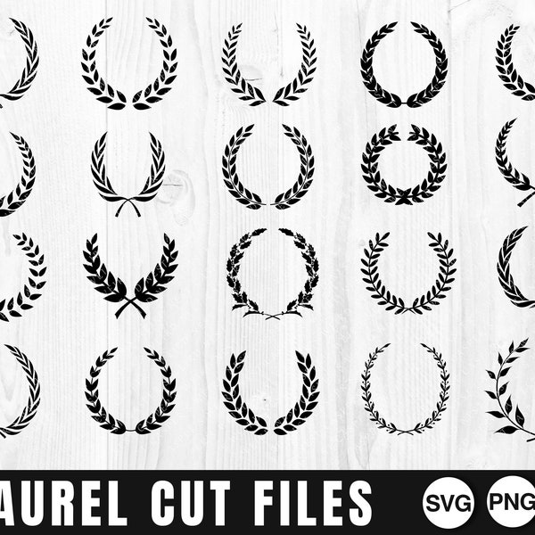 Laurel Bundle, SVG, PNG, JPG, Digital Cut File, Commercial Use, Instant Download, Laurel Wreath, Laurel Border, Leaf Border, Laurel Cut File