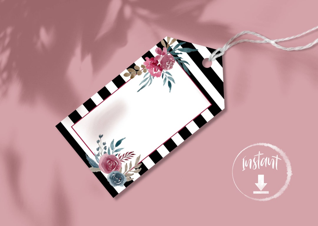Printable Gift Tag, Floral Gift Tag, PNG, PDF, Instant Download, Cute ...