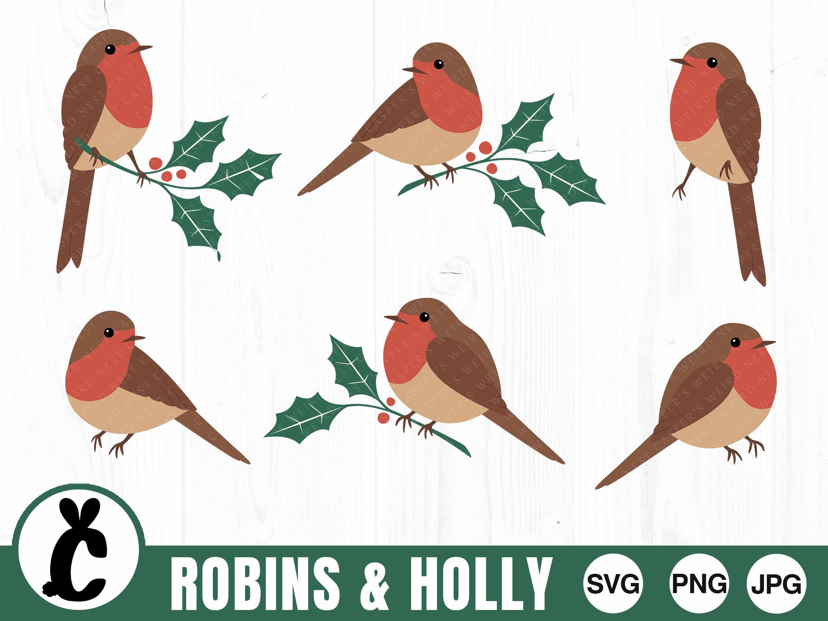 Robins & Holly Bundle SVG PNG JPG Digital Cut File - Etsy UK