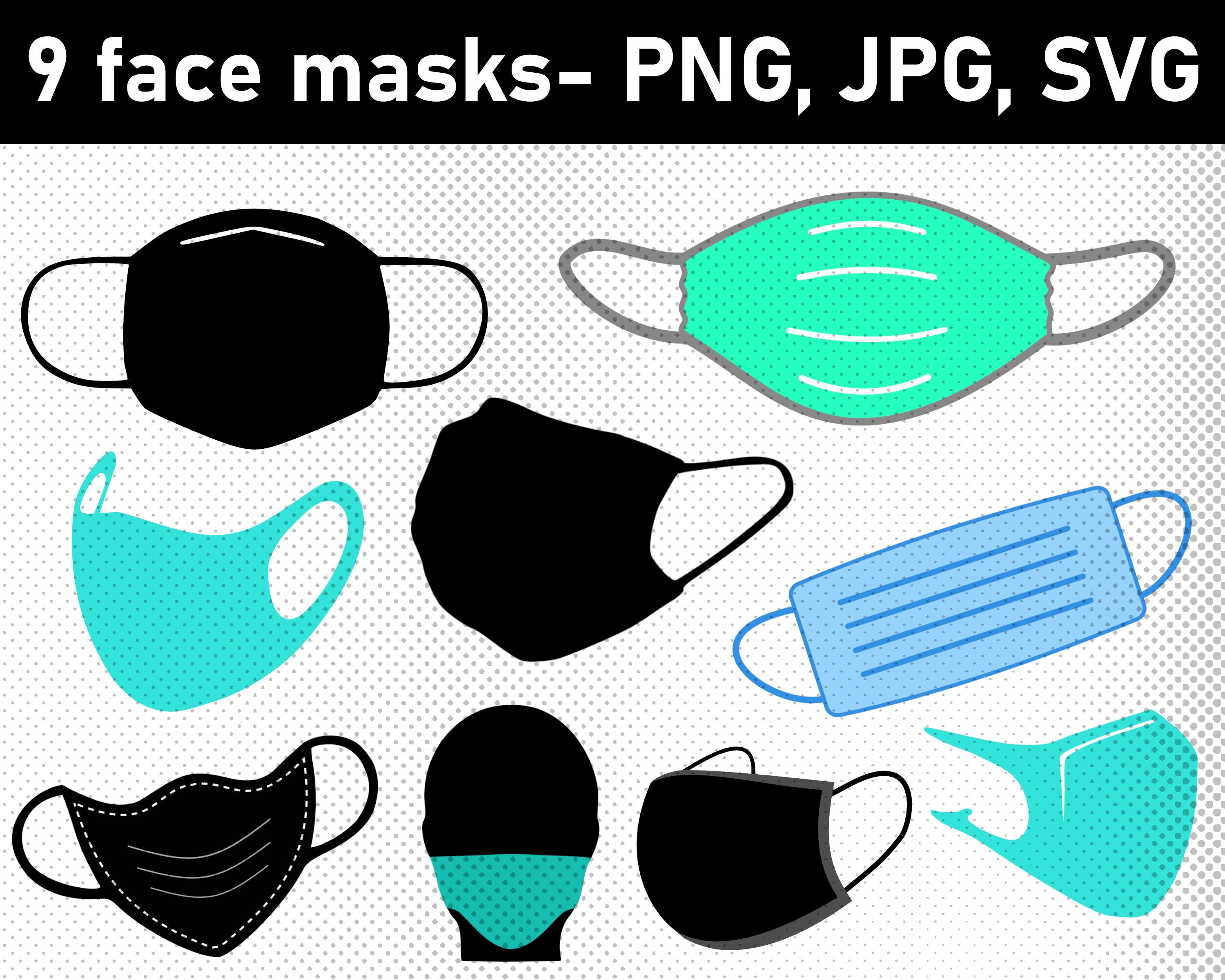Download Face Mask Clipart Bundle Svg Png Jpg Commercial Use Etsy