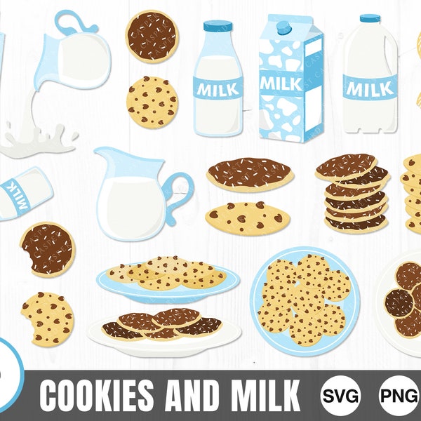 Cookies and Milk - SVG, PNG, JPG - Digital Cut File, Commercial Use, Instant Download, Ready to Cut, Files for Cricut, Cookie Svg, Milk Svg