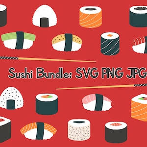 Sushi Bundle - SVG, PNG, JPG, Arquivo de corte digital, Uso comercial, Download instantâneo, Arquivo para Cricut, Download digital, Sushi Png, Arquivo de corte