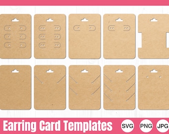 Earring Card Templates, SVG, PNG, JPG, Commercial Use, Instant Download, Ready to Cut, Jewelry Svg, Jewellery Holder, Hang Tag, Cricut File